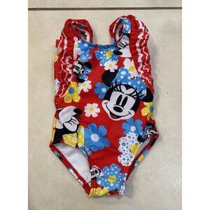 3/$15 Minnie Mouse Baby Toddler Girl Floral Tropical One Piece Swimsuit Sz 6-9M